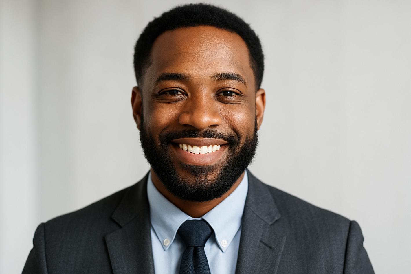 Black male, kind, beard, profile picture for a review