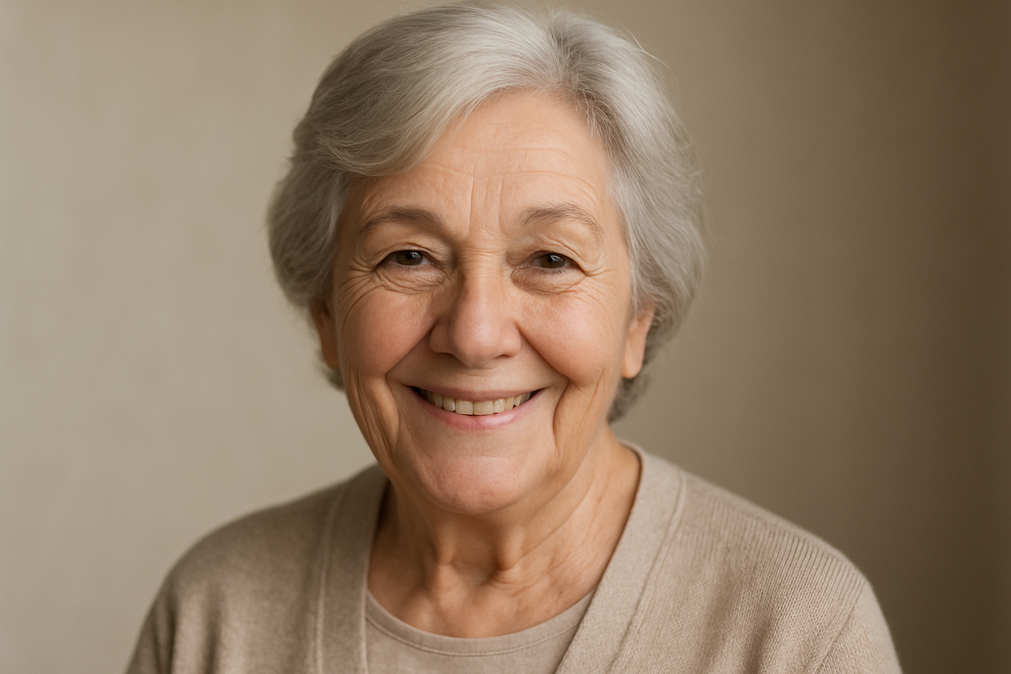 Kind elderly lady profile picture for a review